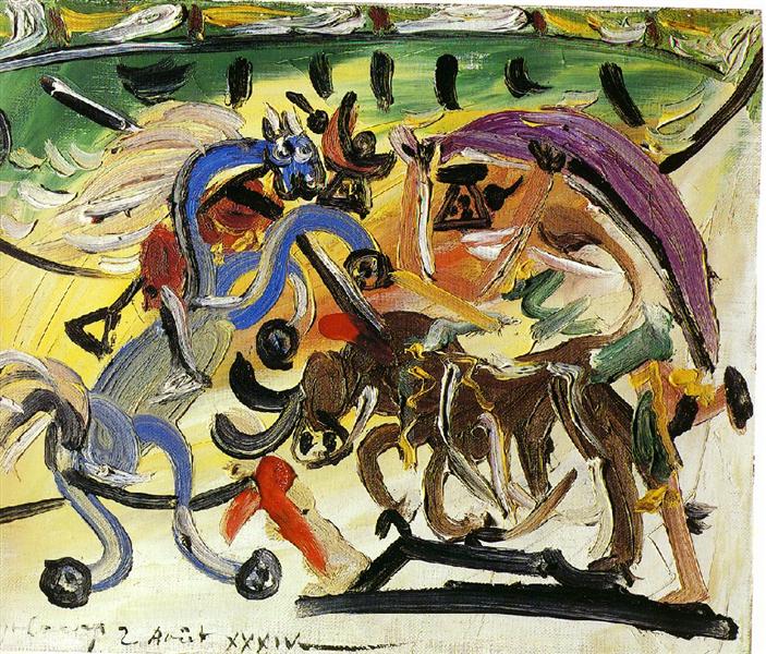 Pablo Picasso Painting A Bullfight Course De Taureaux Surrealism